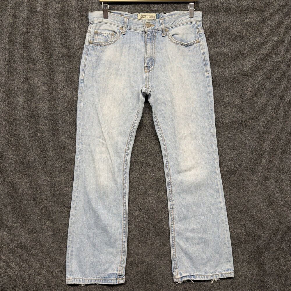 Aeropostale Driggs Slim Bootcut Jeans Men 31x32 Light Wash Blue Distressed Y2K
